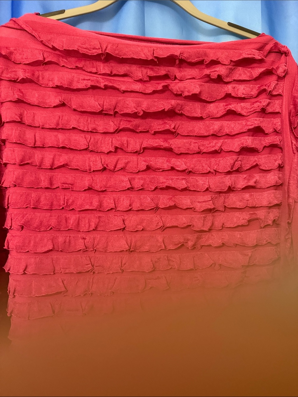 Women's Pink Ruffled Versatile Poncho - Picture 7 of 8